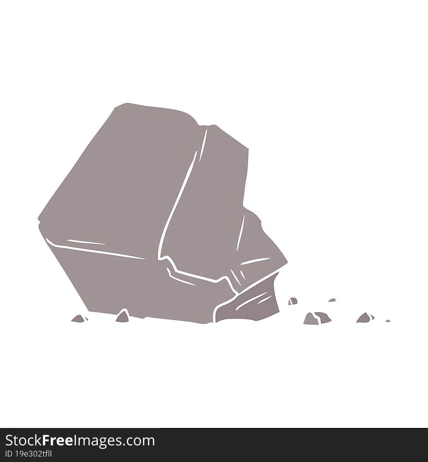 Flat Color Style Cartoon Large Rock