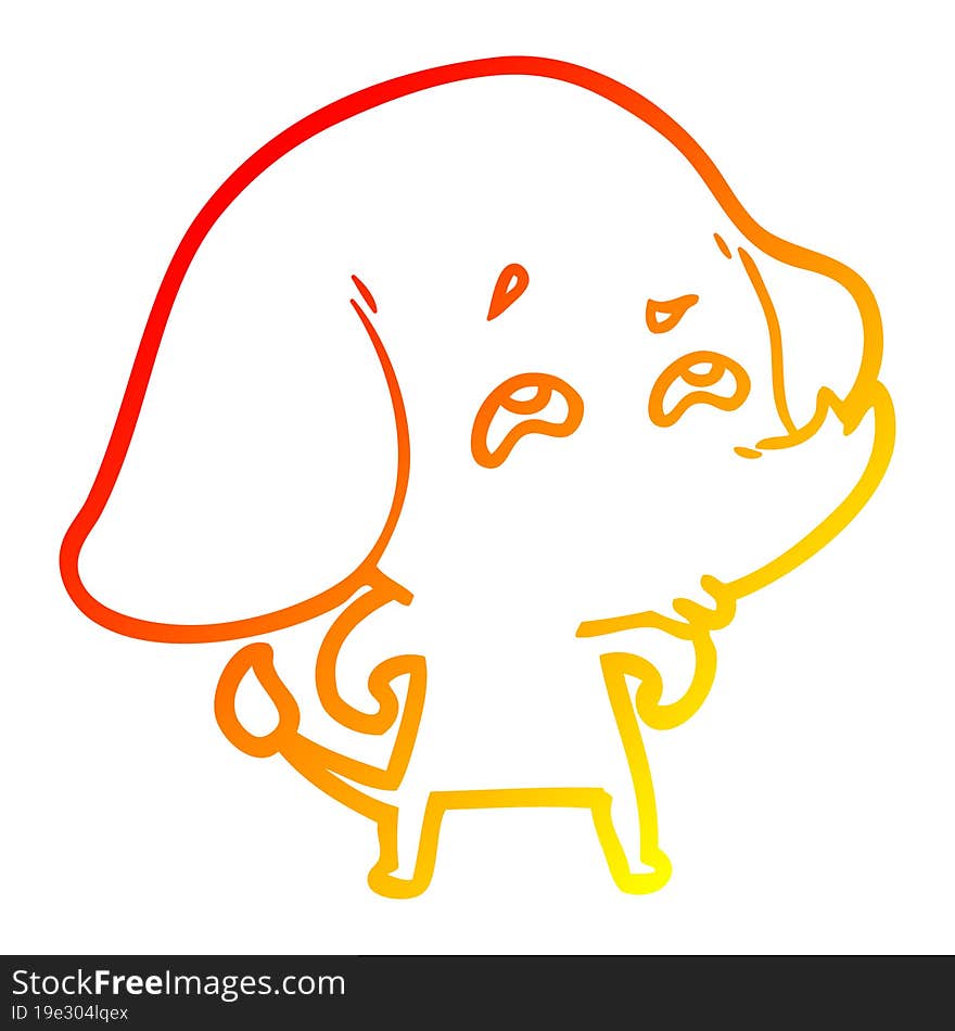 warm gradient line drawing cartoon elephant remembering