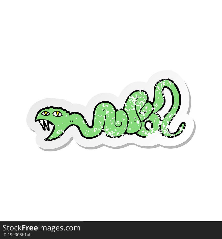 retro distressed sticker of a cartoon snake