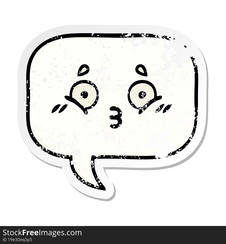 distressed sticker of a cute cartoon speech bubble