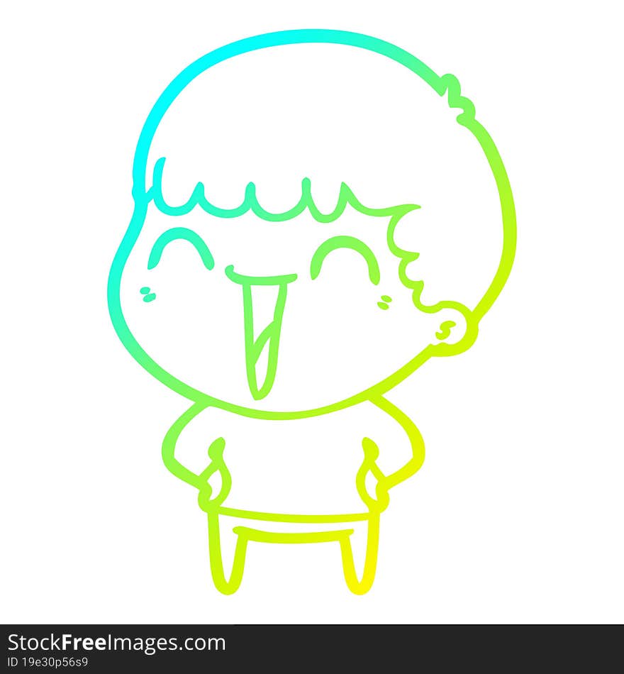 Cold Gradient Line Drawing Cartoon Happy Man