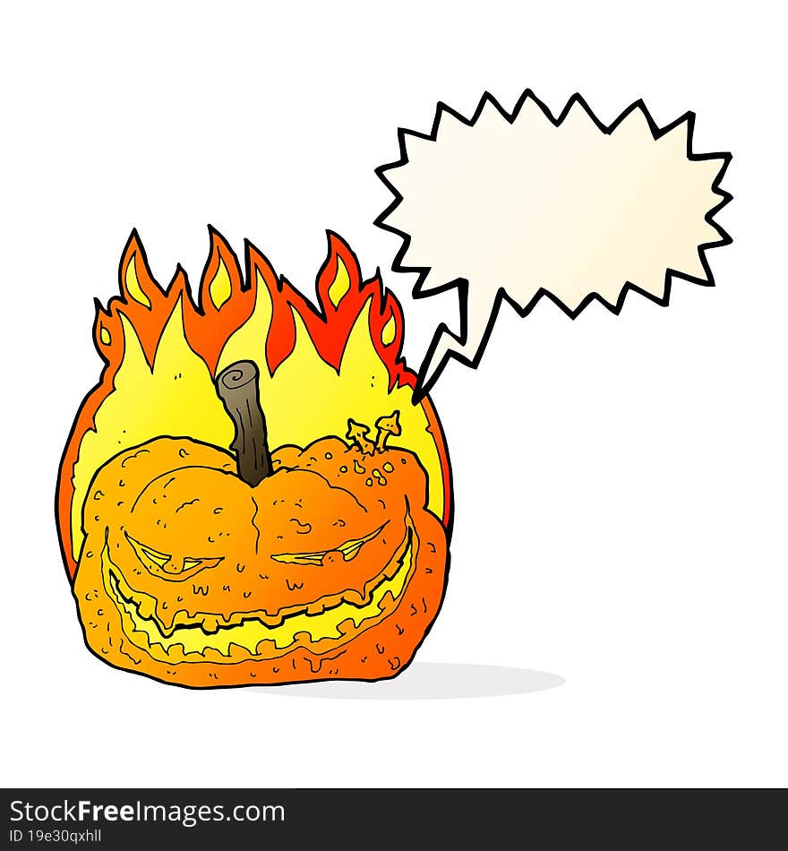 cartoon halloween pumpkin with thought bubble