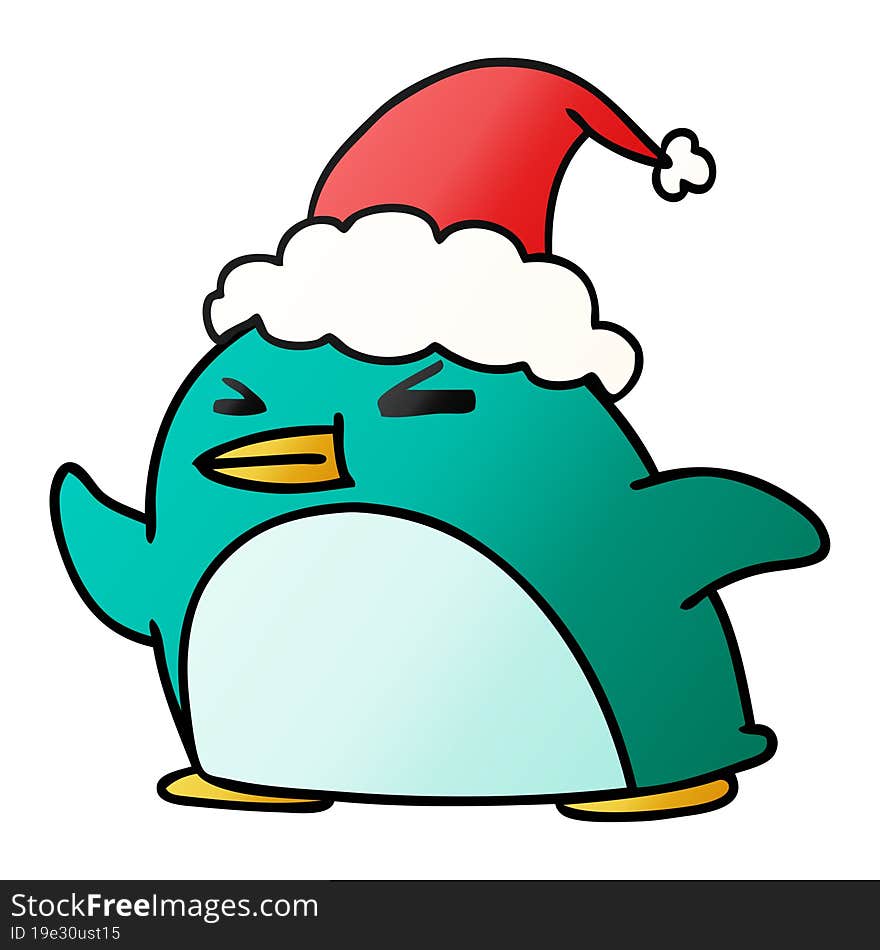 christmas gradient cartoon of kawaii penguin