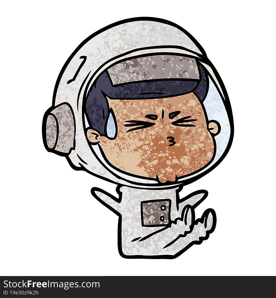 cartoon stressed astronaut. cartoon stressed astronaut