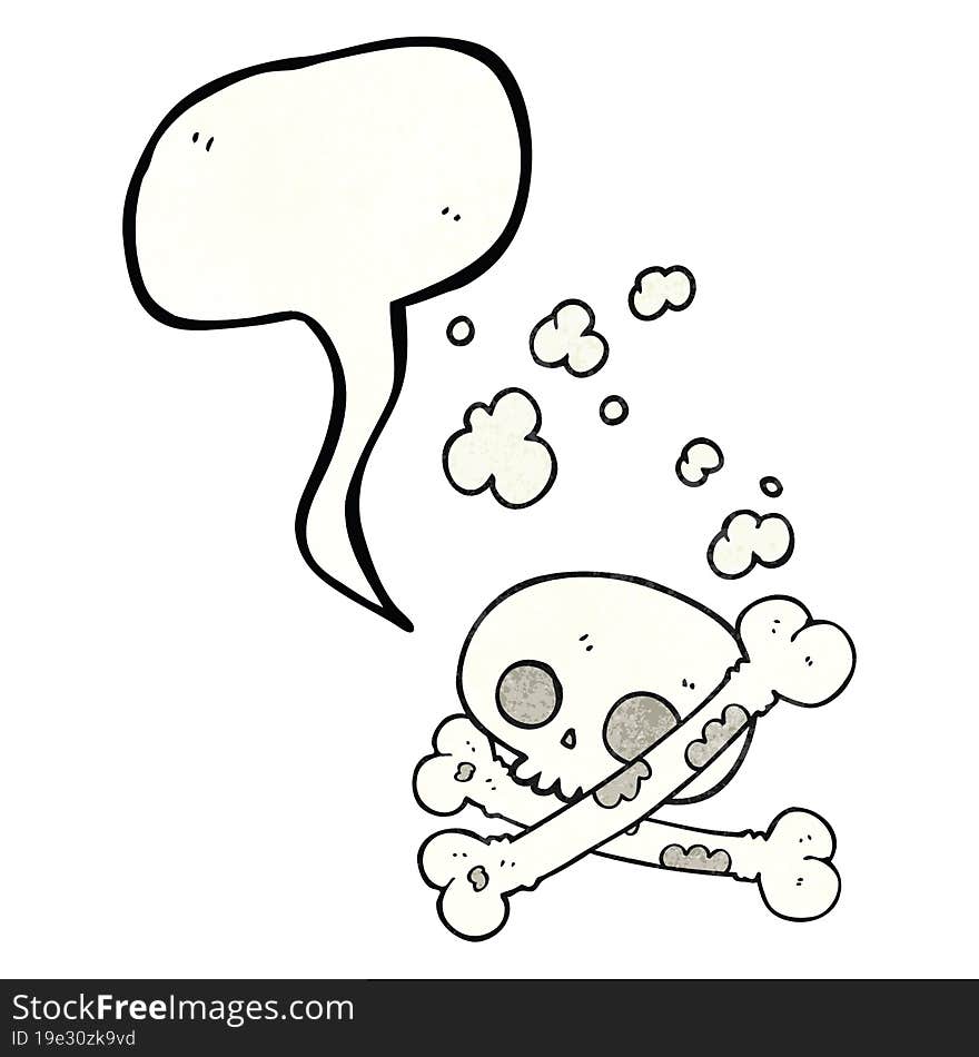 freehand drawn texture speech bubble cartoon old pile of bones