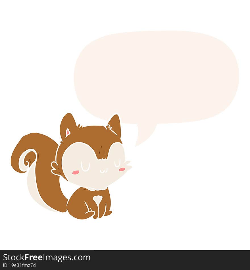 cartoon squirrel and speech bubble in retro style