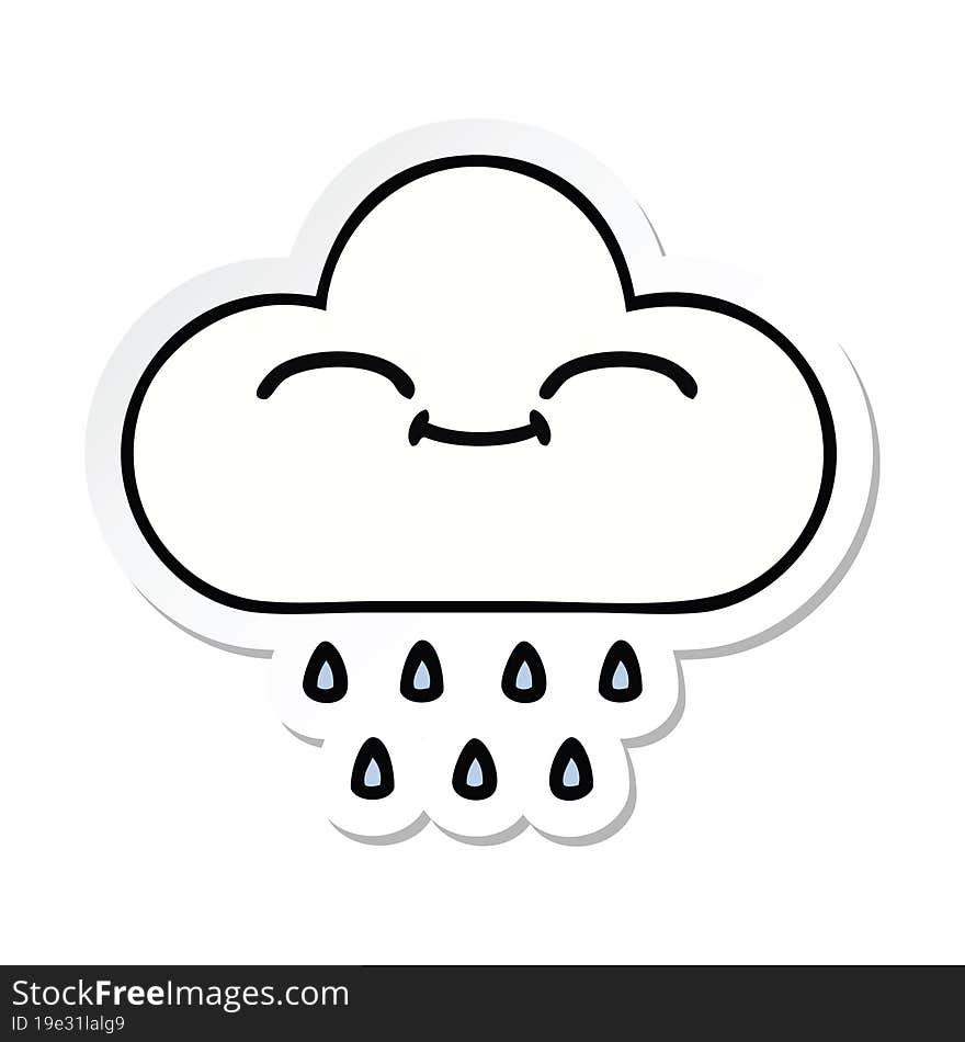 sticker of a cute cartoon rain cloud