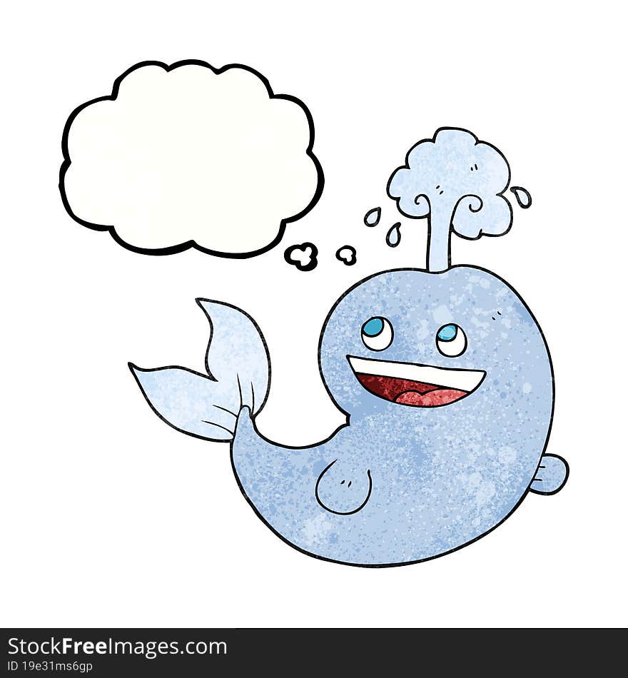 thought bubble textured cartoon whale spouting water