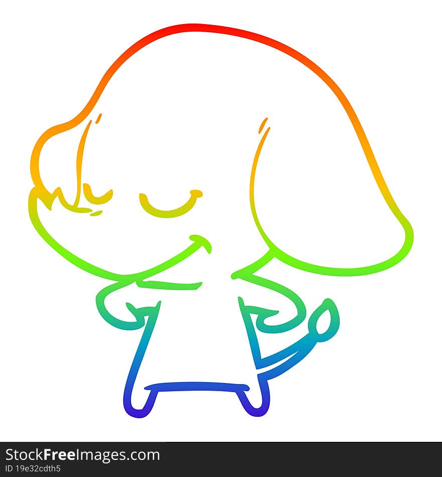 rainbow gradient line drawing cartoon smiling elephant