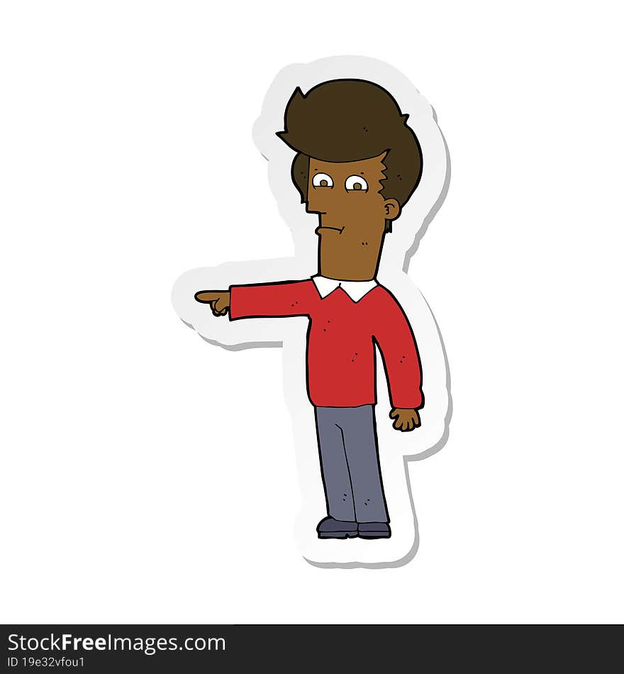 sticker of a cartoon man pointing