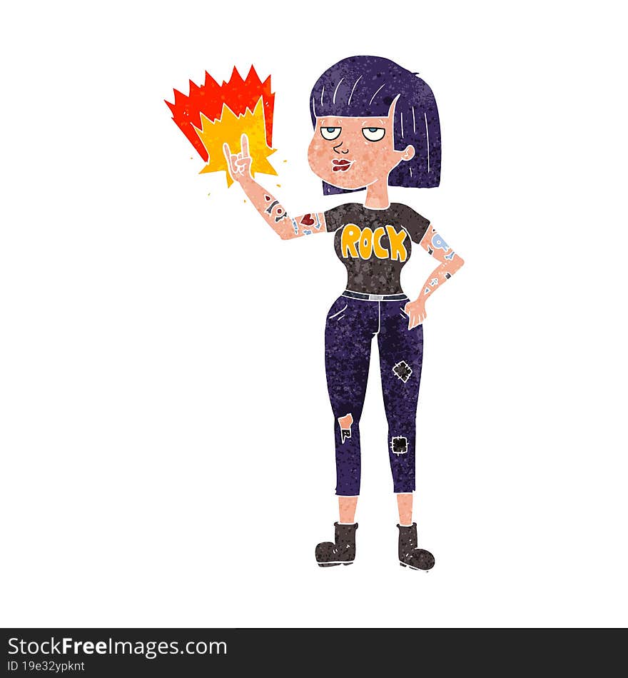 retro cartoon rock girl