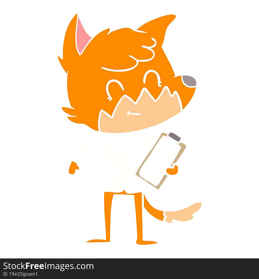 flat color style cartoon happy fox salesman