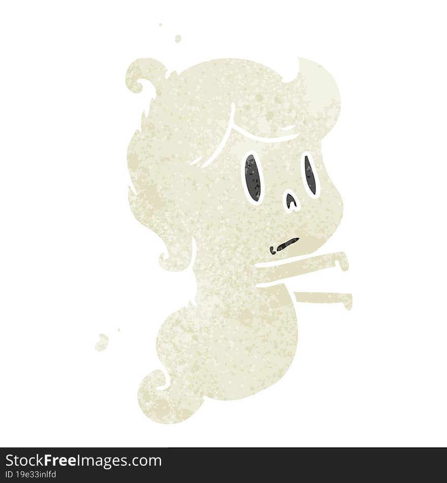 retro cartoon illustration of a kawaii cute ghost. retro cartoon illustration of a kawaii cute ghost