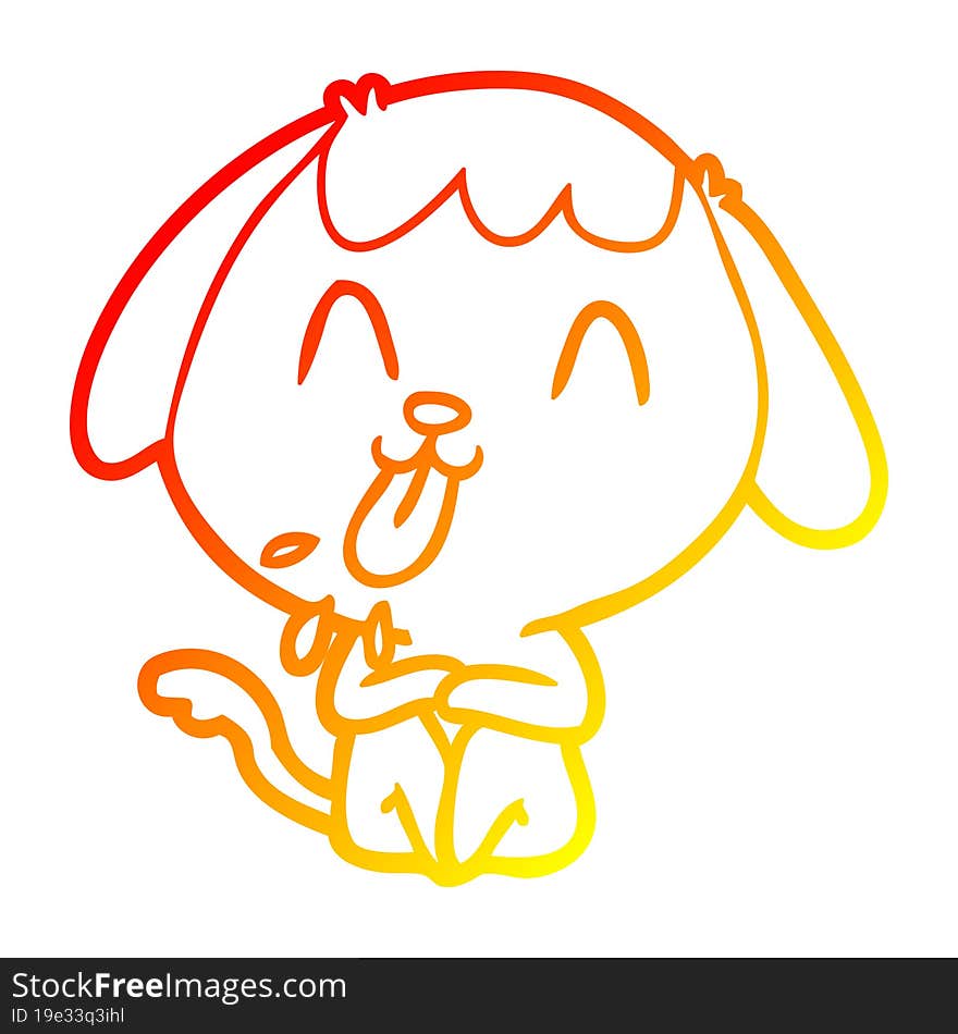 Warm Gradient Line Drawing Cute Cartoon Dog