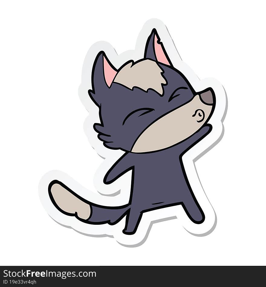 sticker of a cartoon wolf pouting