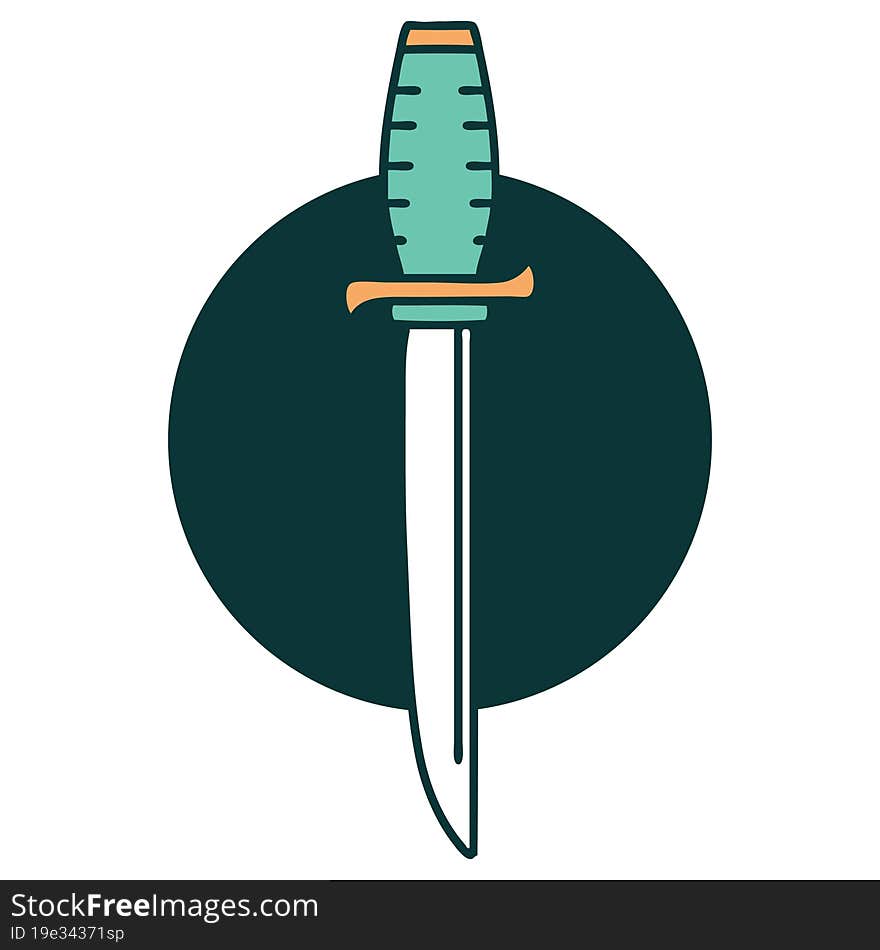 iconic tattoo style image of a dagger. iconic tattoo style image of a dagger