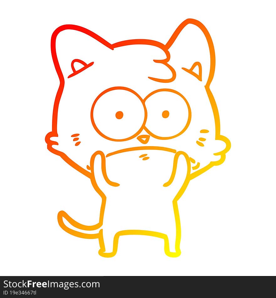 warm gradient line drawing cartoon nervous cat