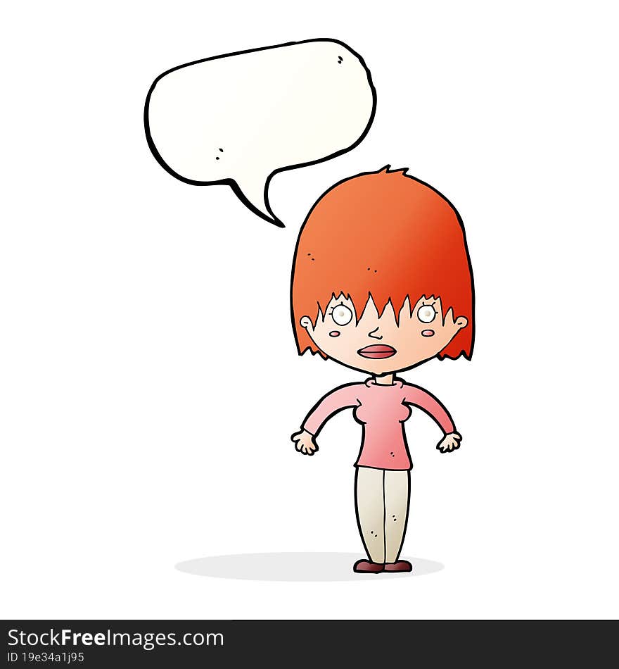 Cartoon Woman Staring With Speech Bubble