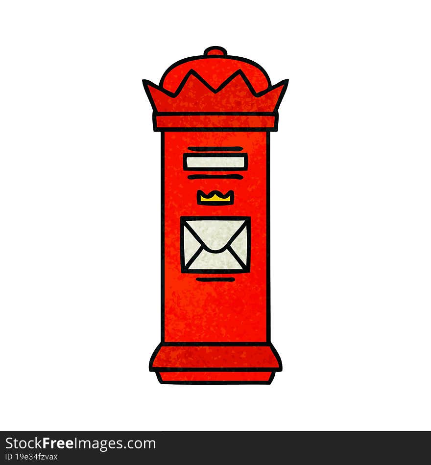 Retro Grunge Texture Cartoon British Post Box