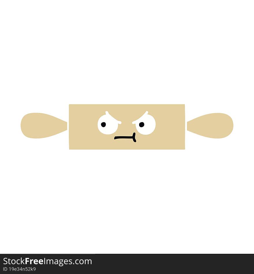 flat color retro cartoon of a rolling pin