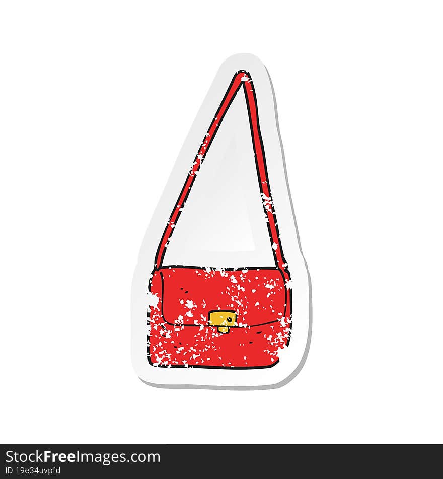 Retro Distressed Sticker Of A Cartoon Handbag