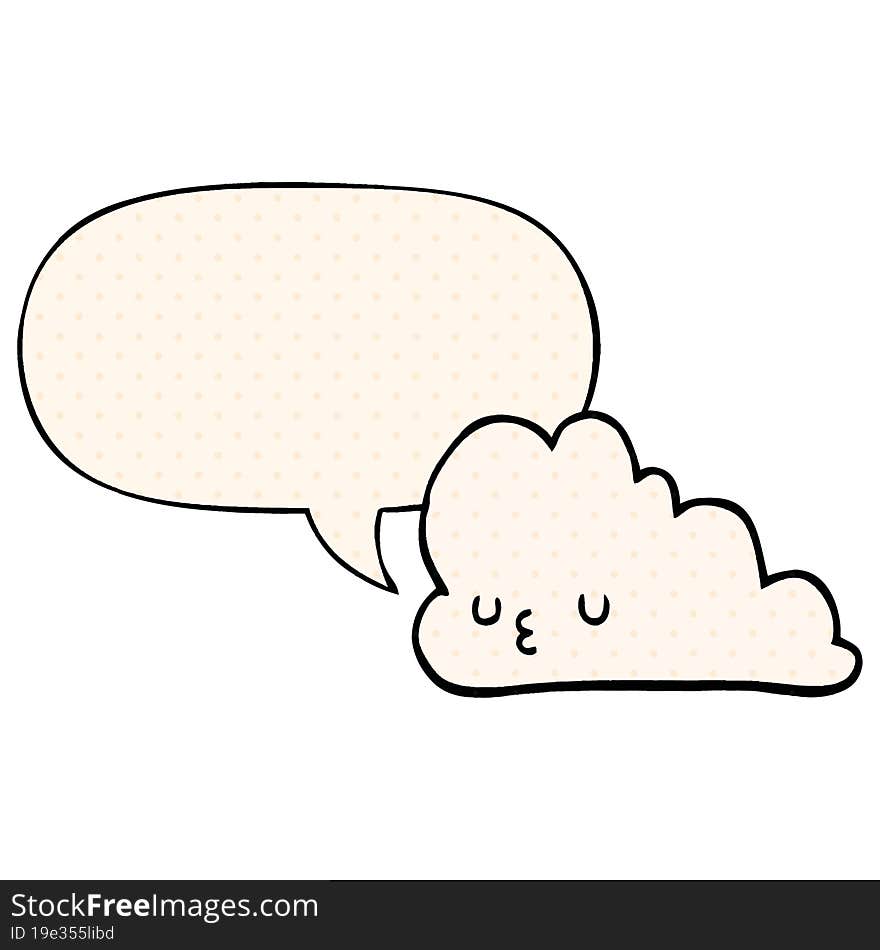 Cute Cartoon Cloud And Speech Bubble In Comic Book Style