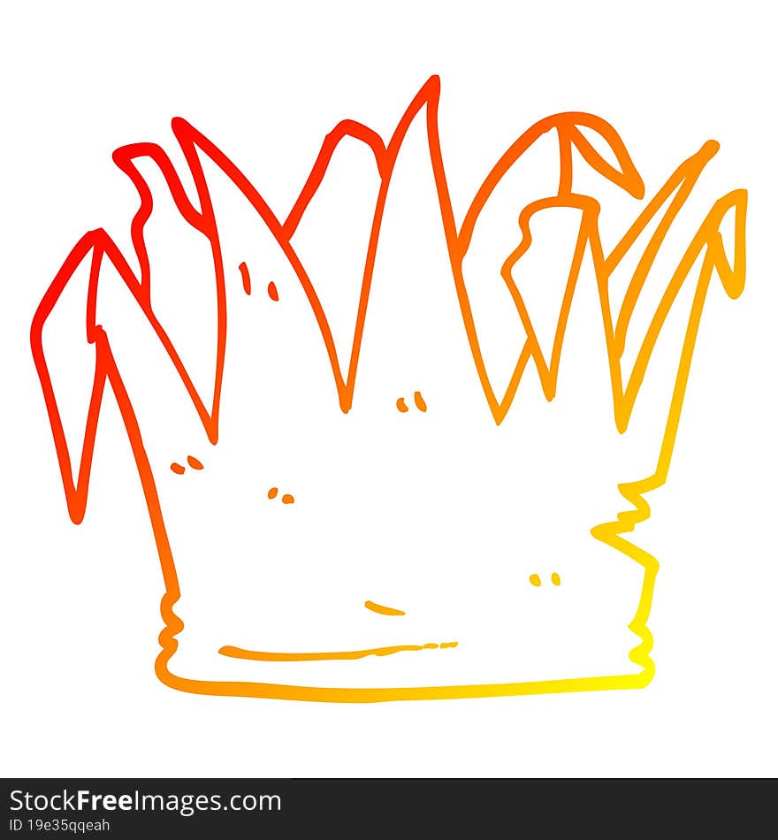 warm gradient line drawing of a cartoon christmas cracker hat