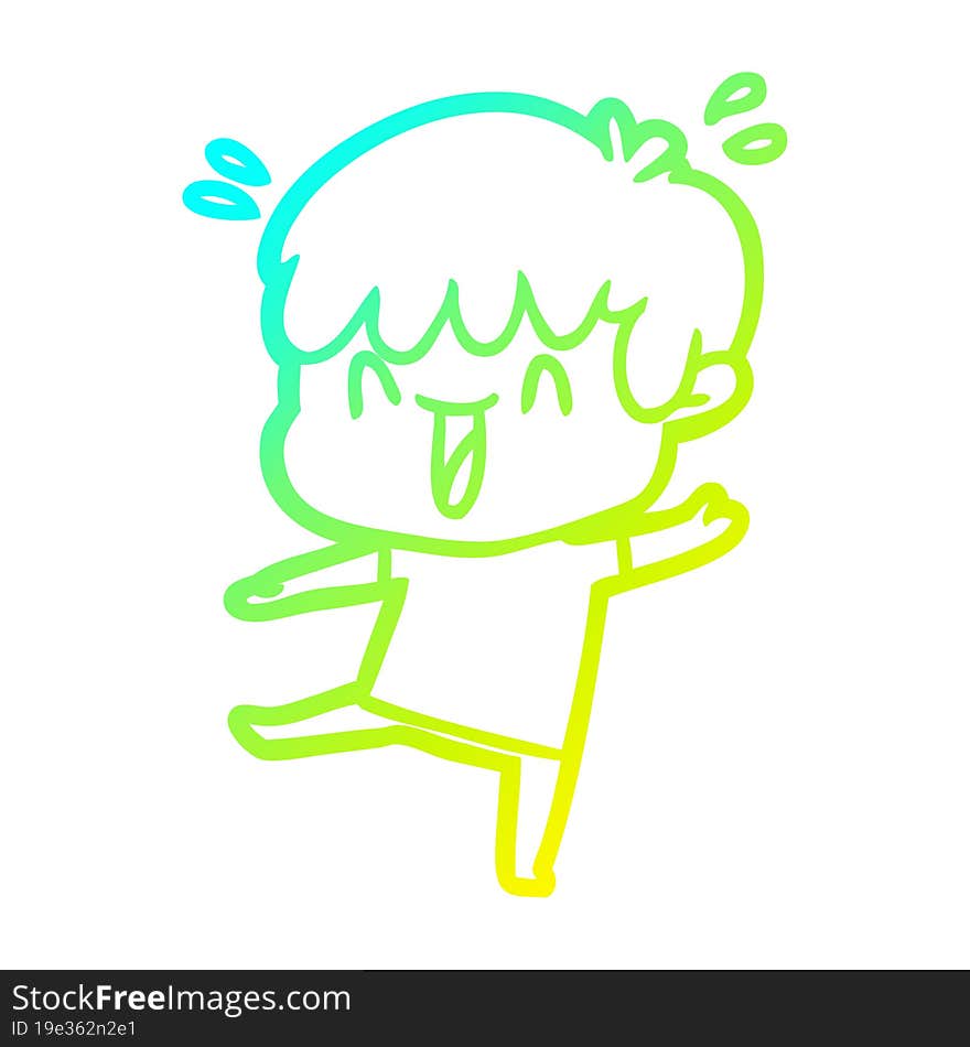 cold gradient line drawing cartoon laughing boy