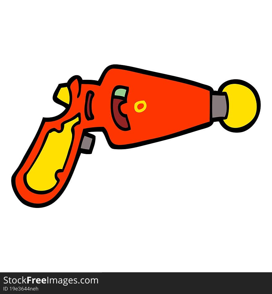 hand drawn doodle style cartoon ray gun