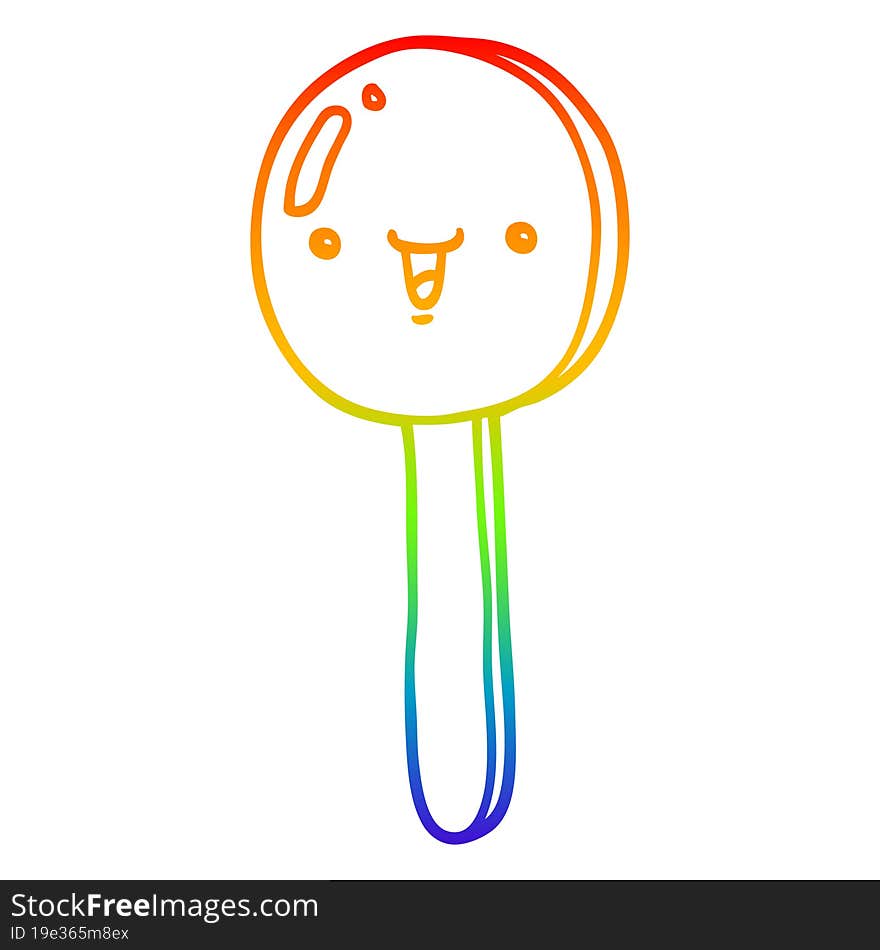 Rainbow Gradient Line Drawing Cartoon Lollipop