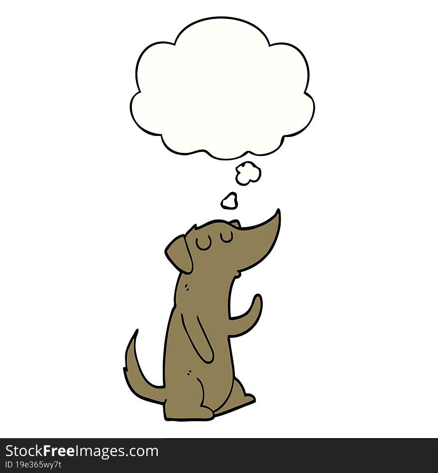 cartoon dog with thought bubble. cartoon dog with thought bubble