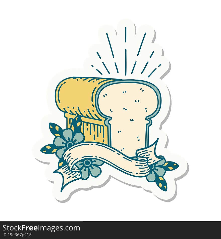 sticker of tattoo style loaf of bread