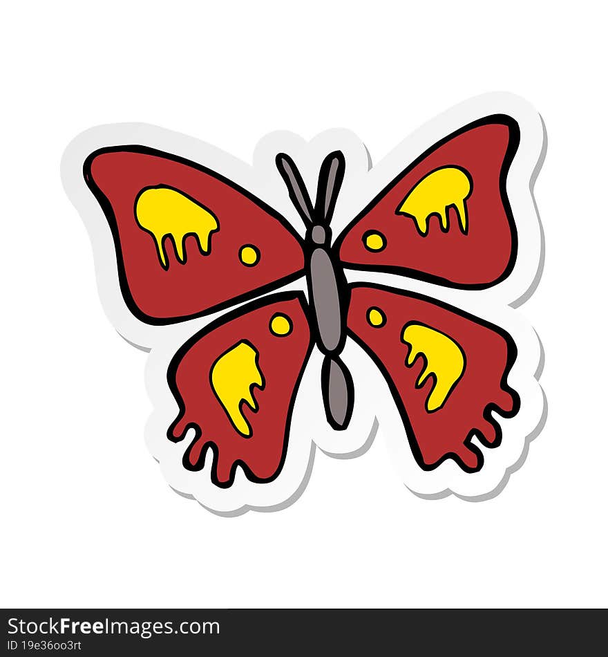 Sticker Of A Cartoon Butterfly