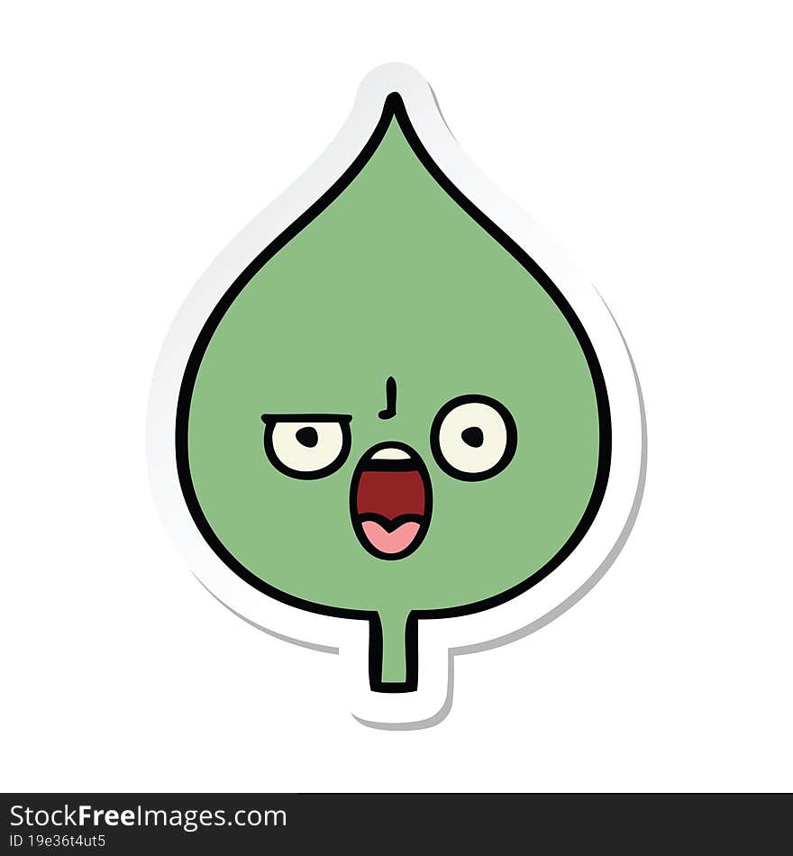 sticker of a cute cartoon expressional leaf