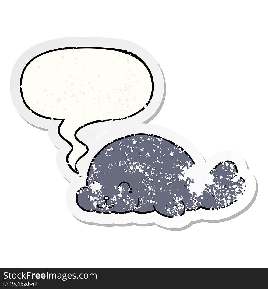 cute cartoon seal and speech bubble distressed sticker