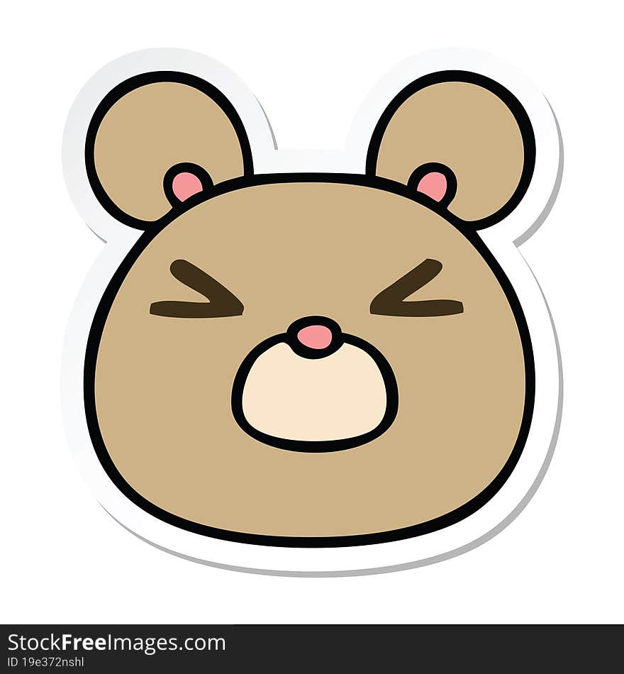 sticker of a quirky hand drawn cartoon bear face