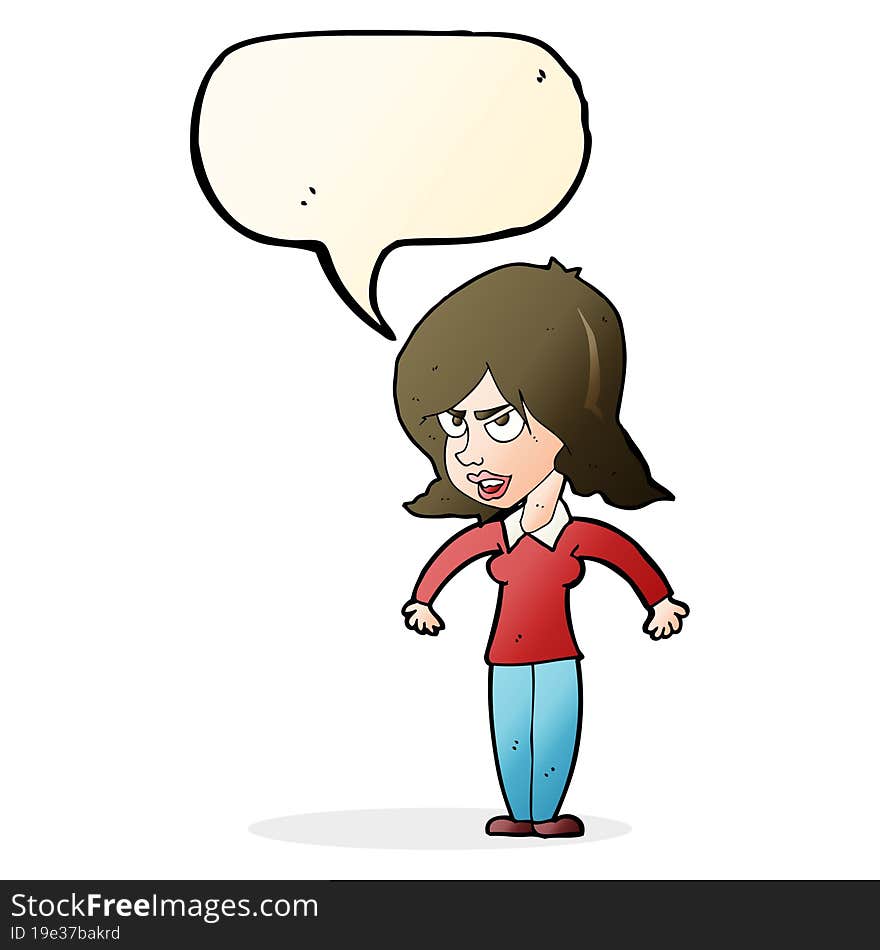 cartoon mean woman with speech bubble