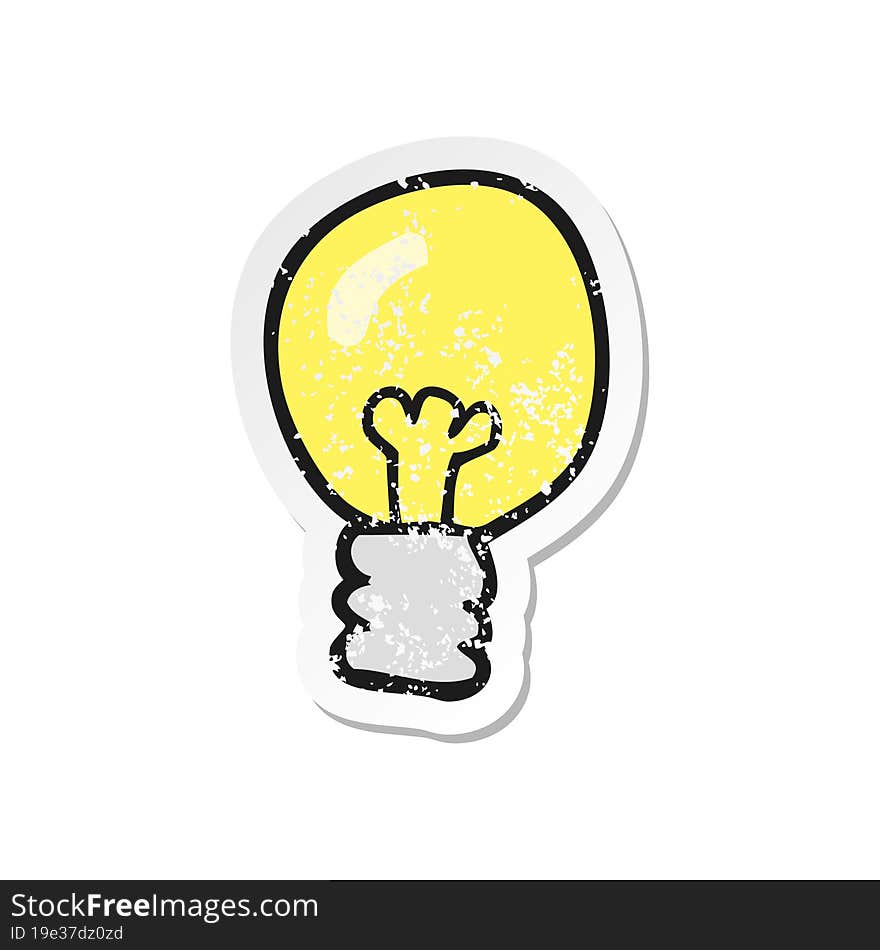 retro distressed sticker of a cartoon light bulb