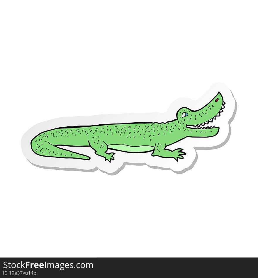 sticker of a cartoon happy crocodile