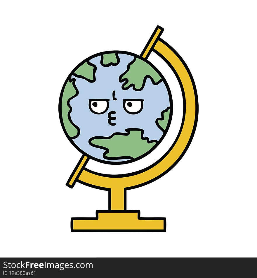 cute cartoon globe of the world