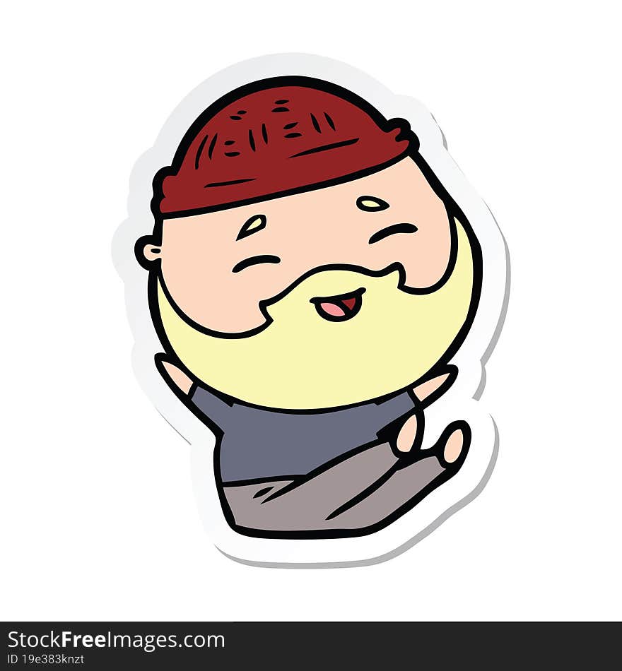 sticker of a cartoon happy bearded man