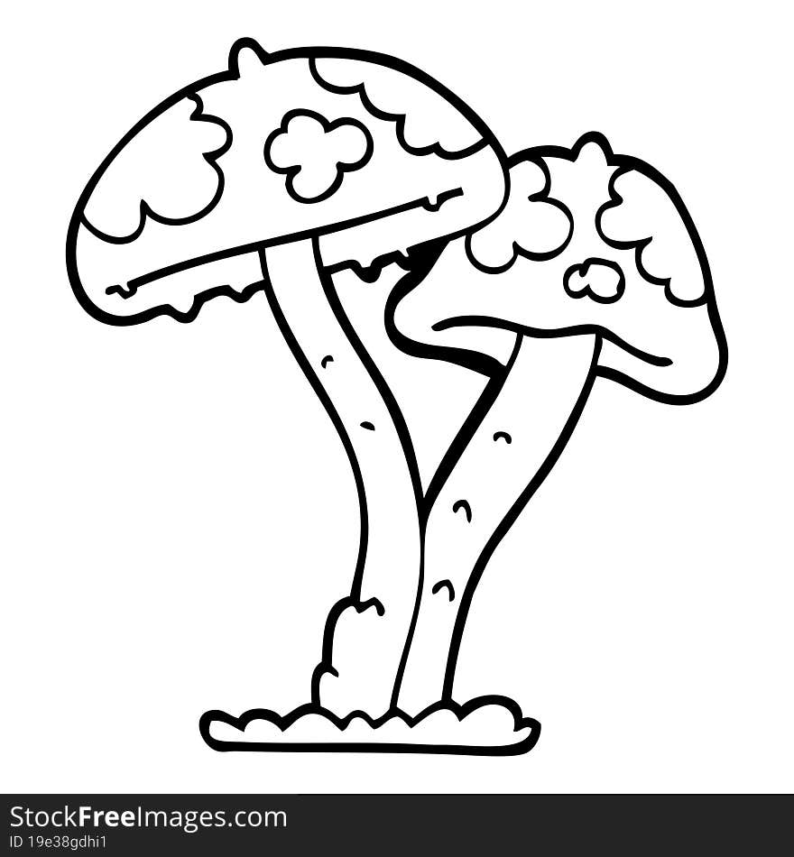 line drawing cartoon mushroom