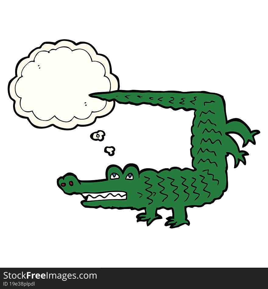 cartoon crocodile with thought bubble