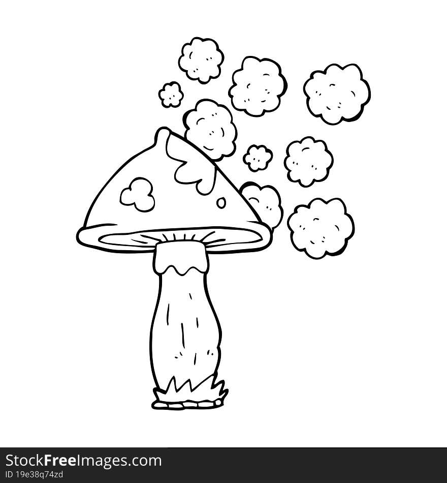 black and white cartoon mushroom