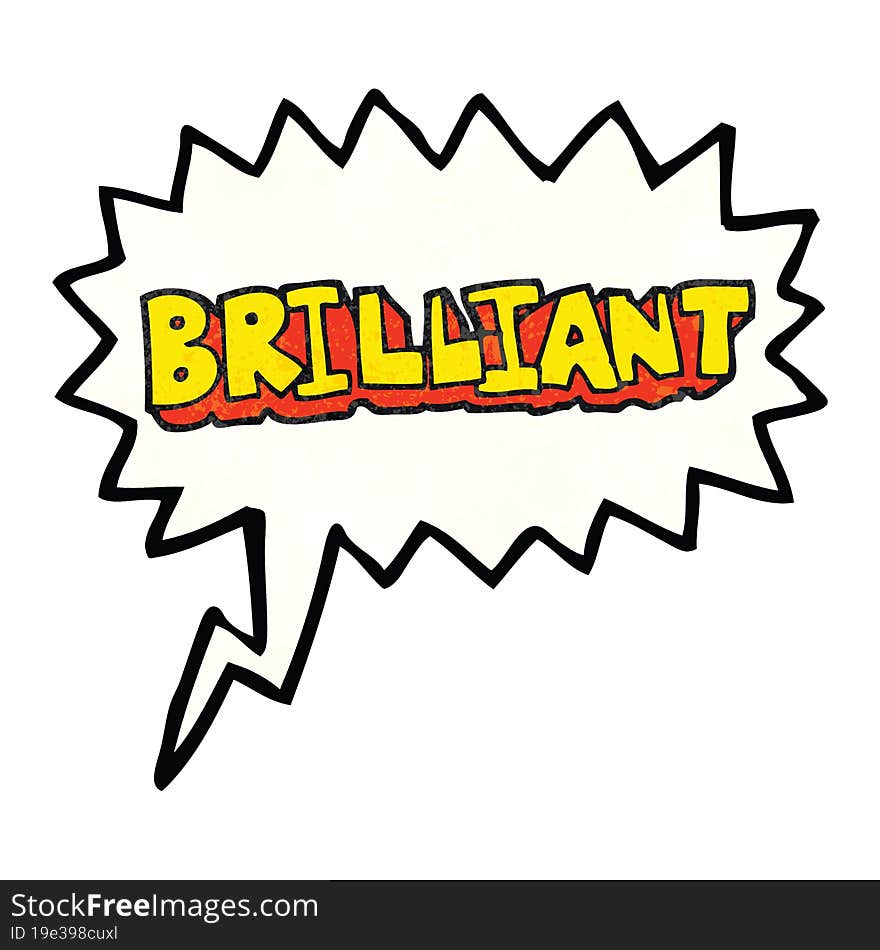 brilliant speech bubble textured cartoon word