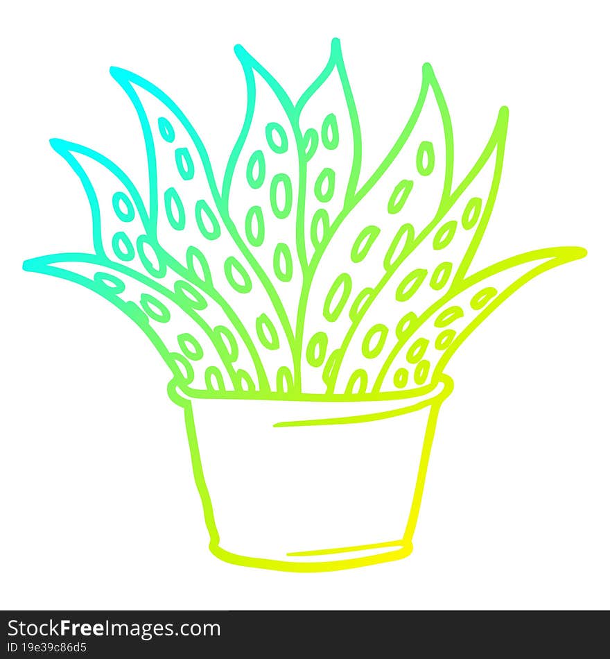 cold gradient line drawing cartoon house plant