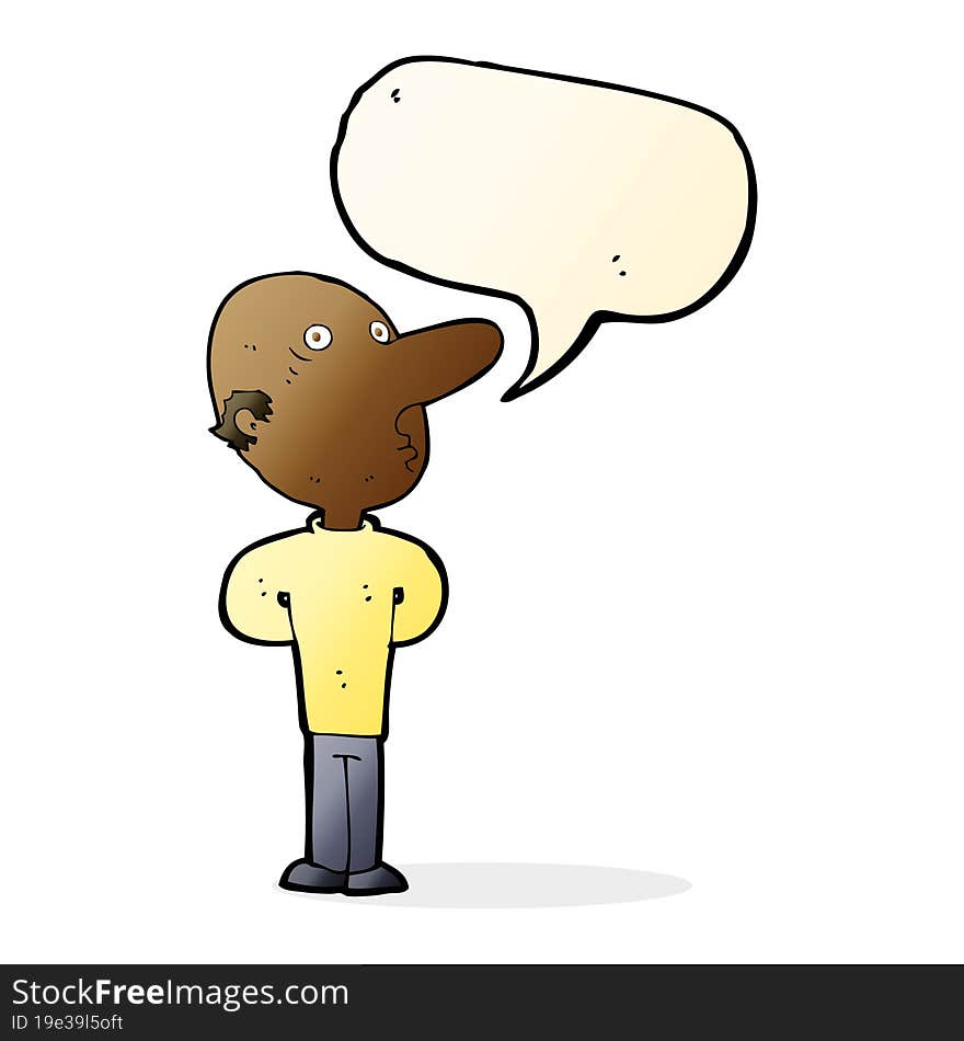 cartoon balding man with speech bubble