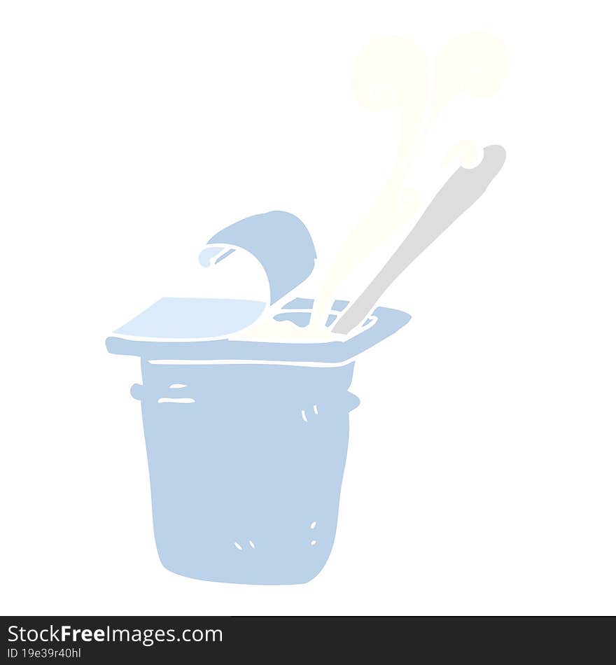 Flat Color Illustration Of A Cartoon Yogurt