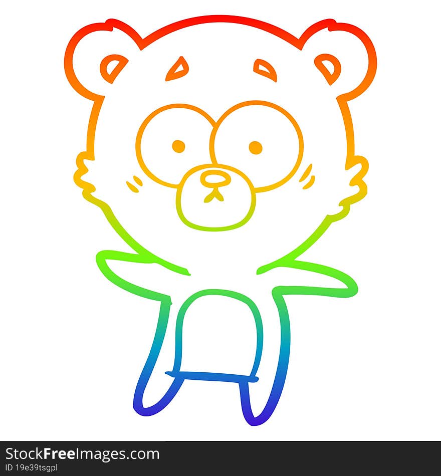 Rainbow Gradient Line Drawing Anxious Bear Cartoon