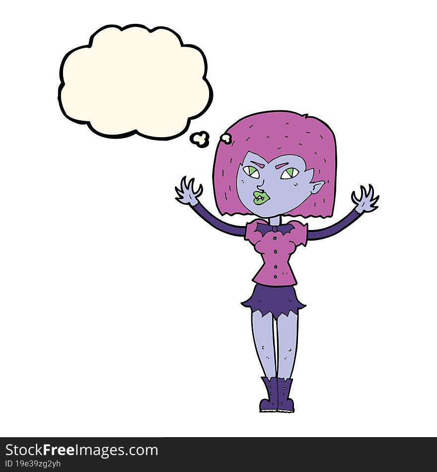 Cartoon Vampire Girl With Thought Bubble